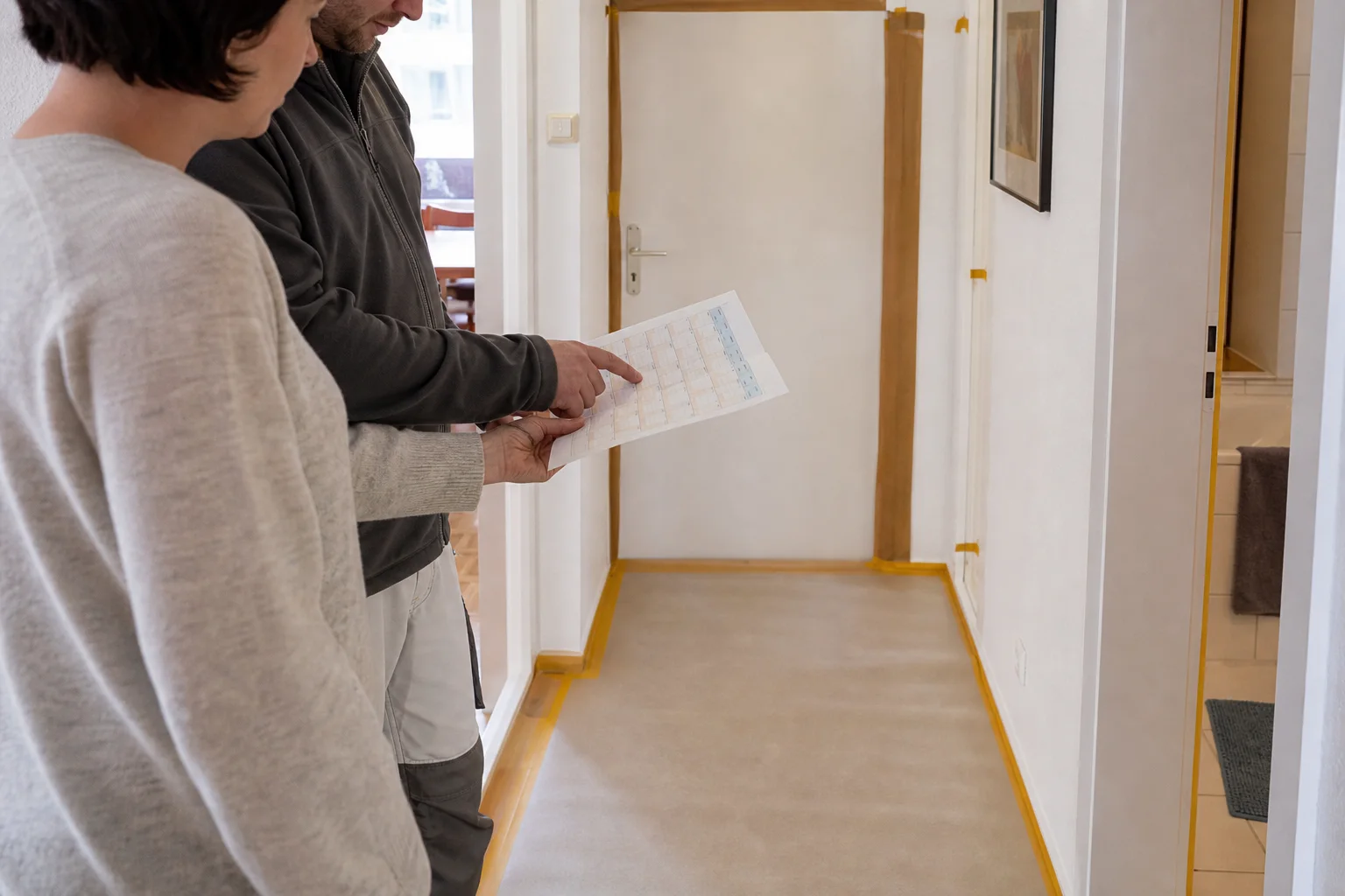 Geschützte Wege und ein abgestimmter Kalender erleichtern Badarbeiten in einer bewohnten Wohnung.